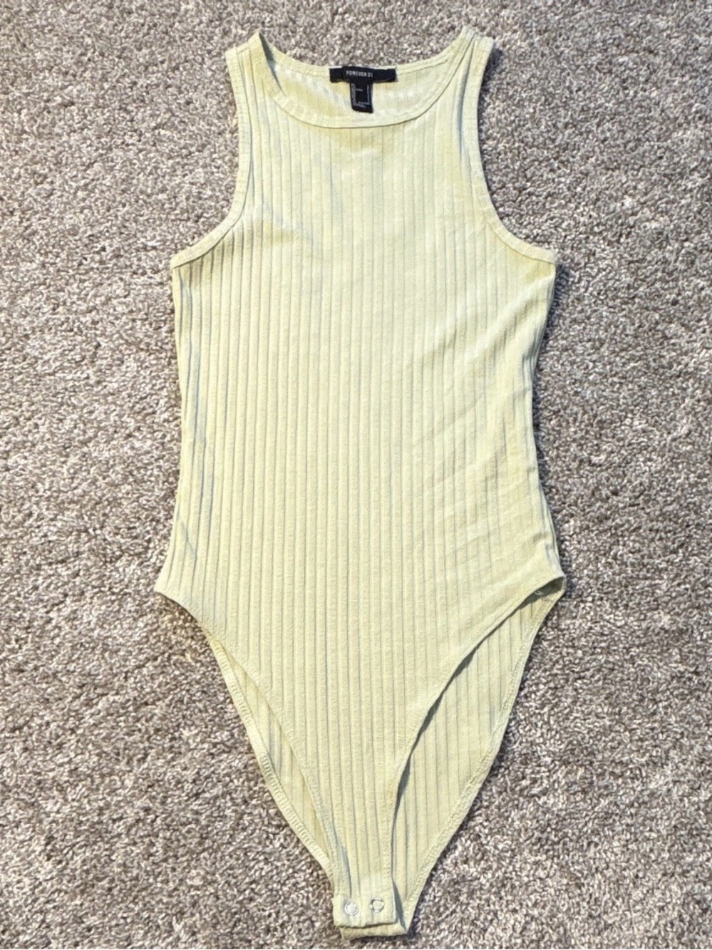 Forever 21 Women's pale green Solid Sleeveless One-Piece Bodysuit, Size S